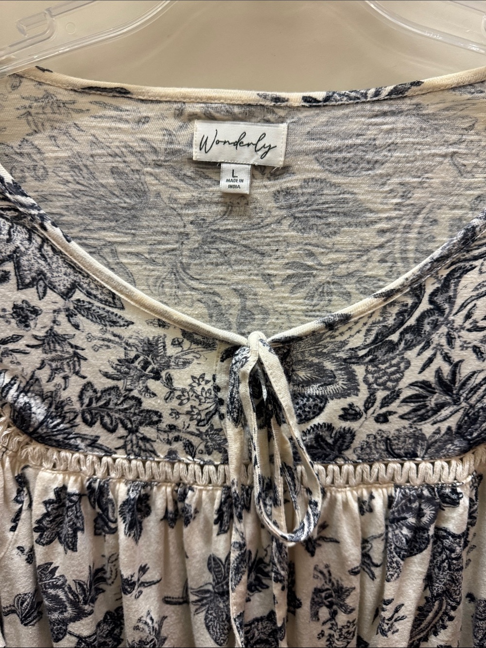Wonderly Cream Blouse with Black Floral Print - Picture 2 of 10